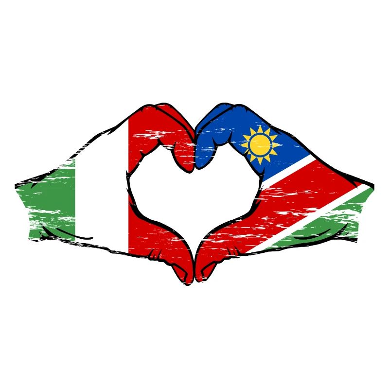 Italy Namibia Flag Hands Heart Shape Used
