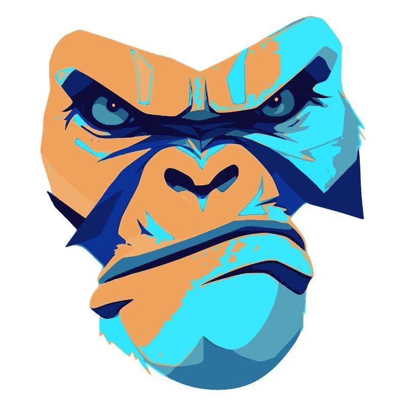 Untamed Gorilla Blue Front Print