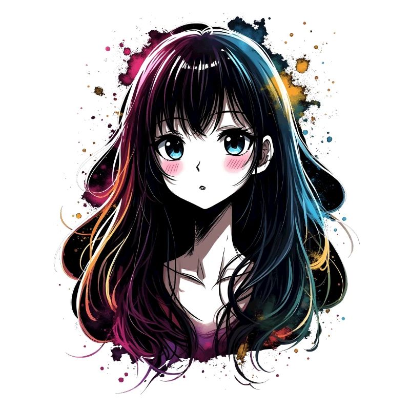 Fille d’anime avec dégradé coloré