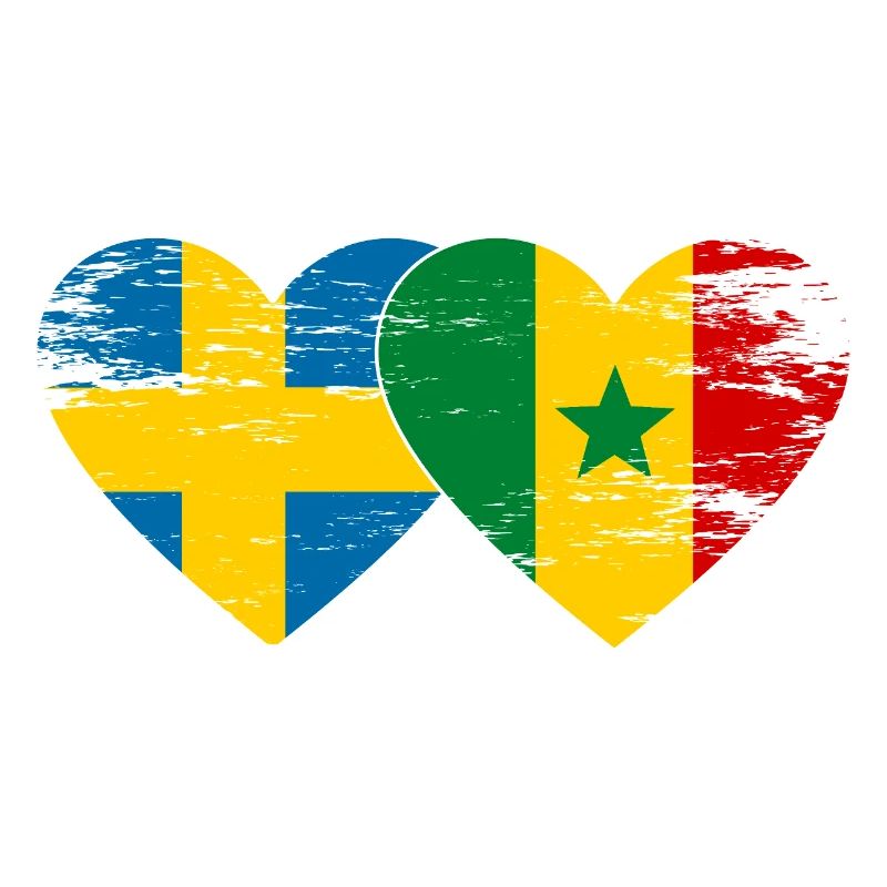 Suède Sénégal Drapeau Coeur utilisé
