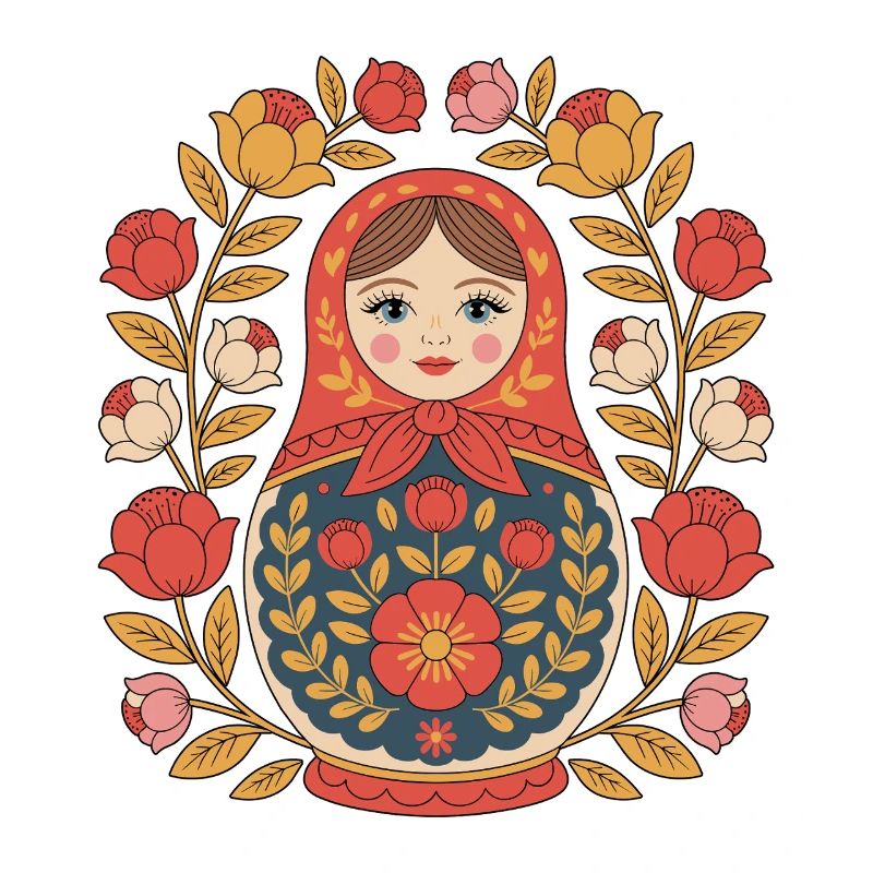 Conception de couronne de fleurs matriochka