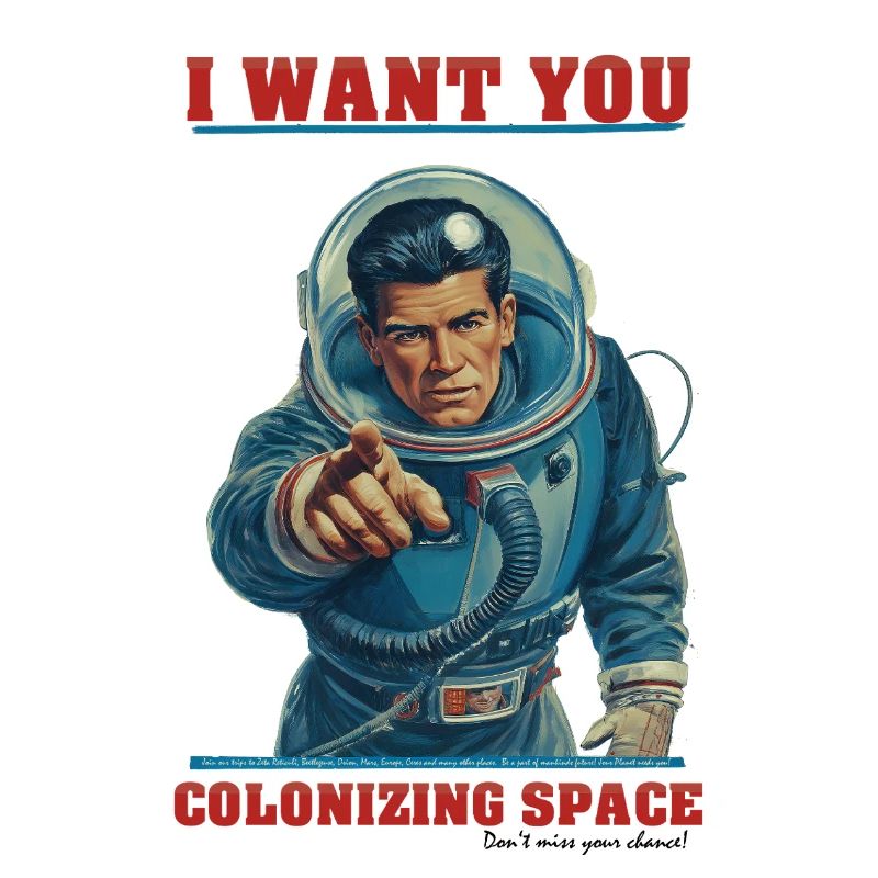 Retro Astronaut Space Colonization