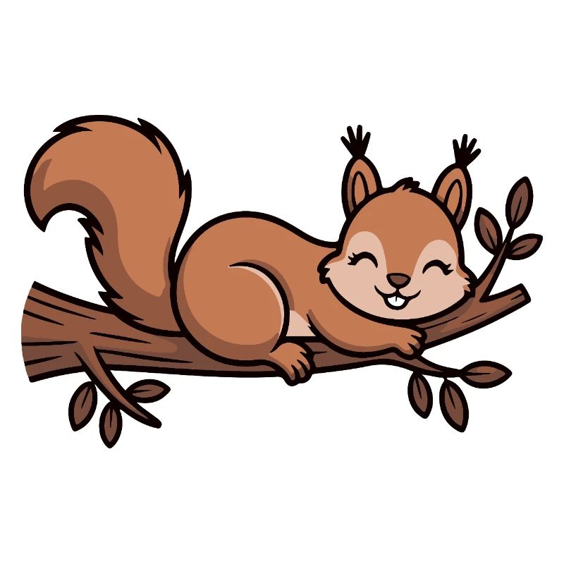Eichhörnchen auf Ast Cartoon
