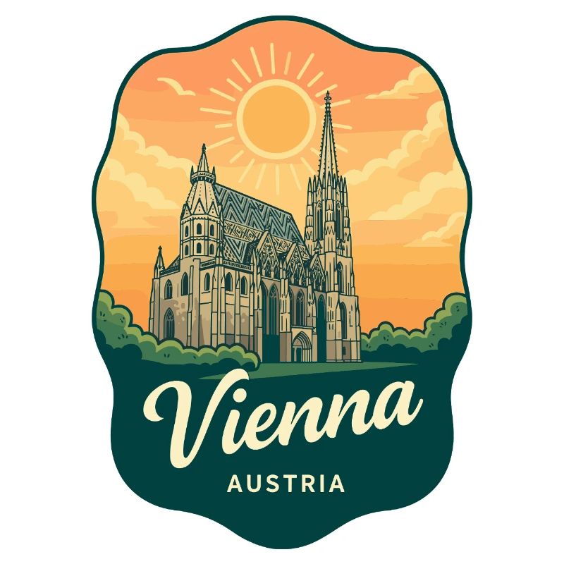 Vienna St Stephens Cathedral Austria Retro Badge