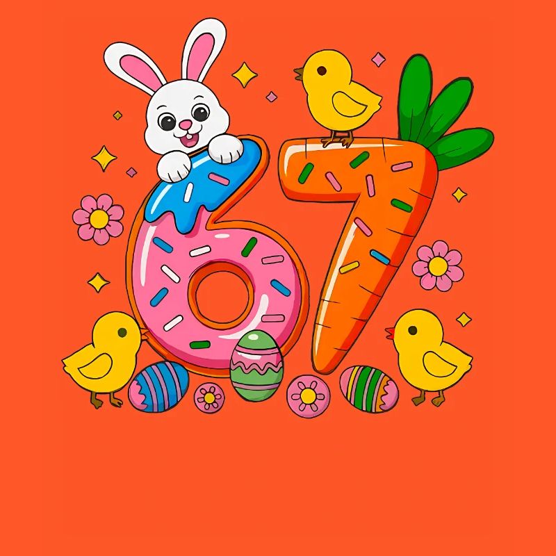 67 Six Seven Cute Bunny Rabbit Easter Day 