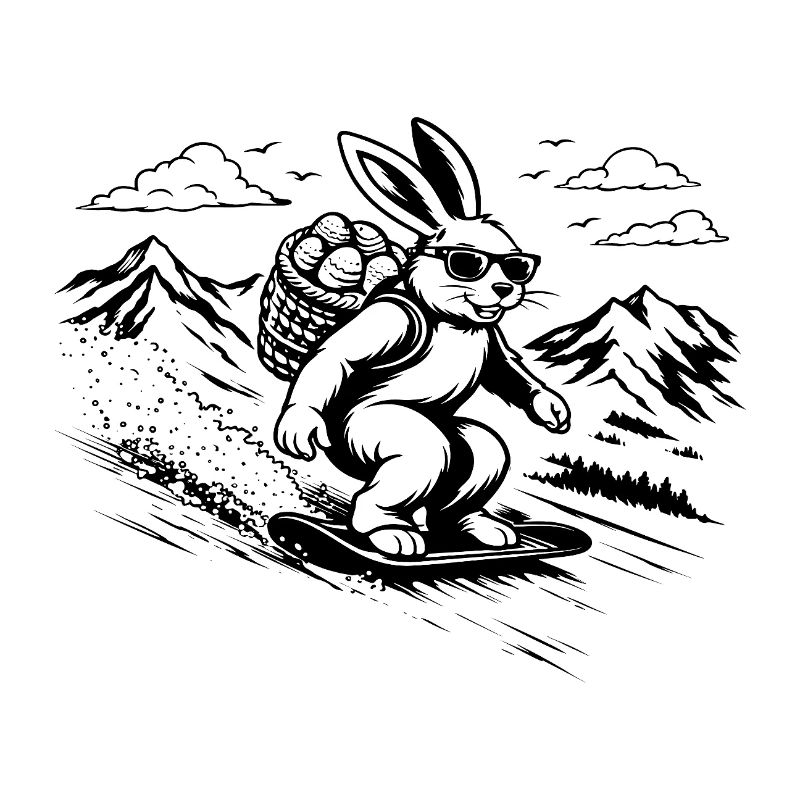 Snowboard Hase Osterhase Cool Easter Vibes