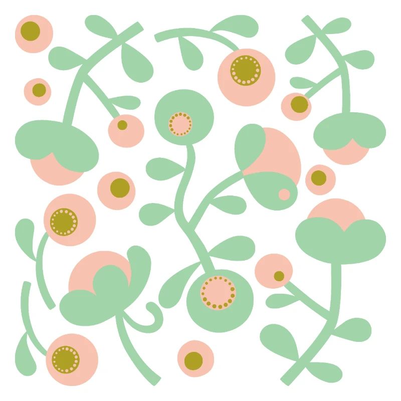 Abstract Peonies L Blush Pink Lime Green
