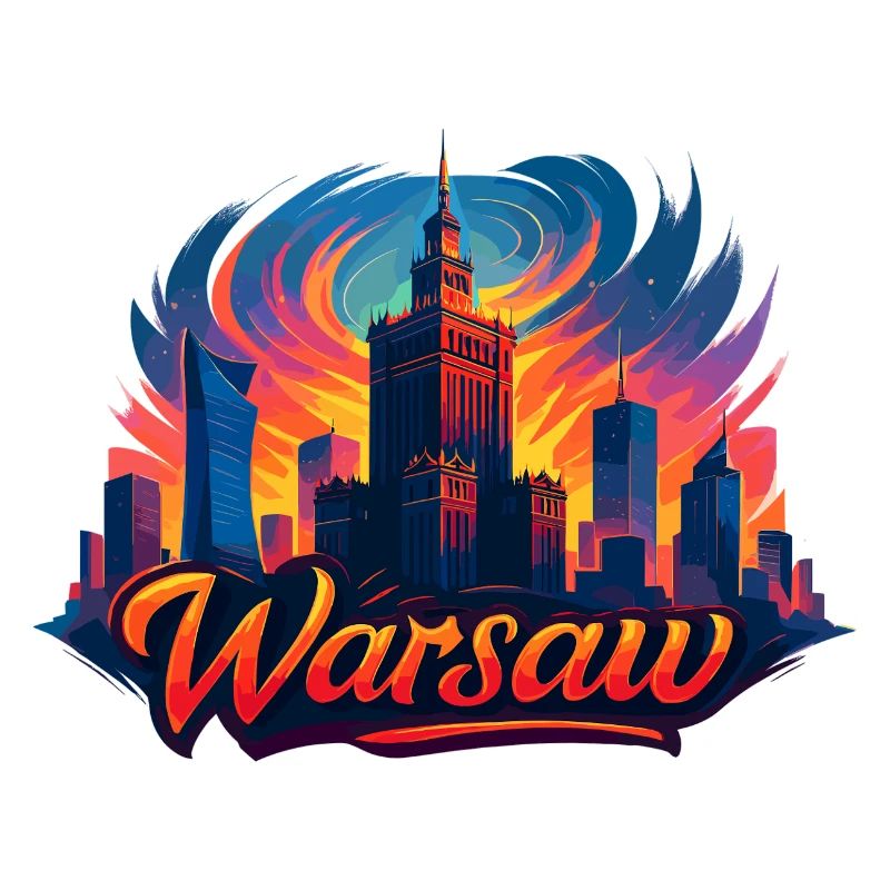 Warschau Skyline Kunst – Bunt & Modern