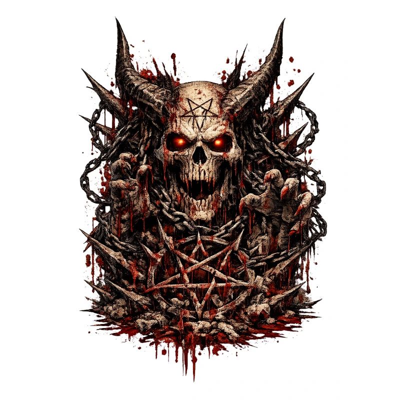 Demonic skull with pentagram