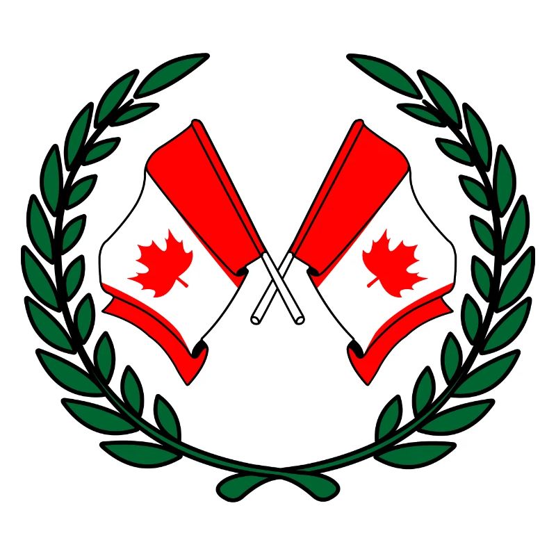 Drapeaux du Canada en couronne de laurier
