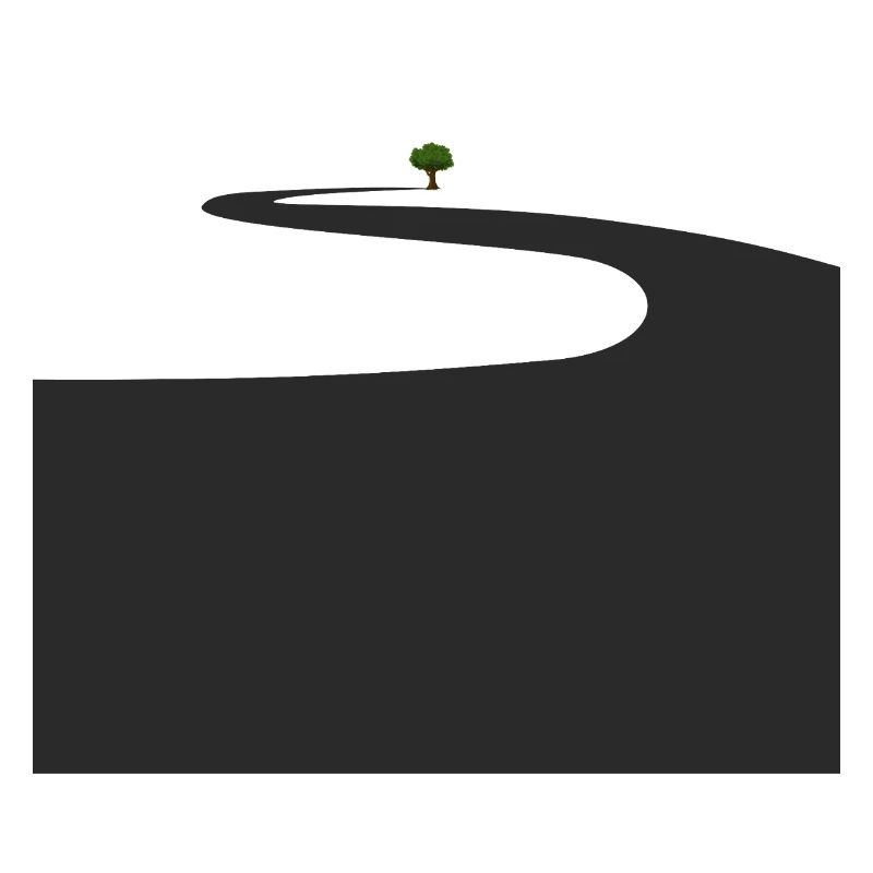 Lonely walk with green tree