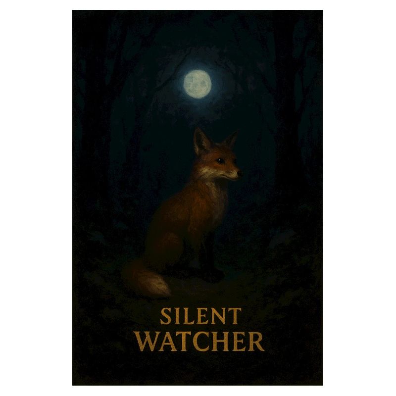 Silent Waiting Fox by Moonlight