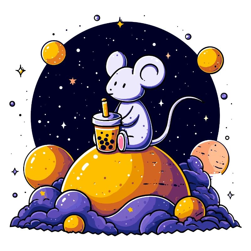 Space Mouse with Bubble Tea
