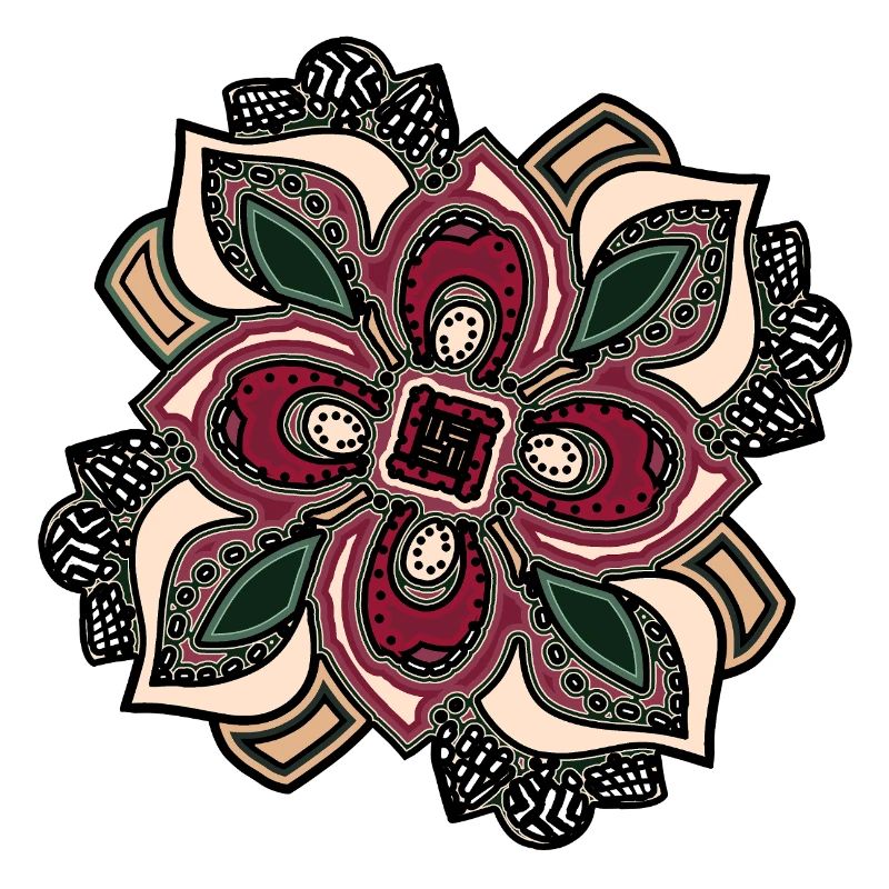 Boho Mandala-Blüte Pink Grün