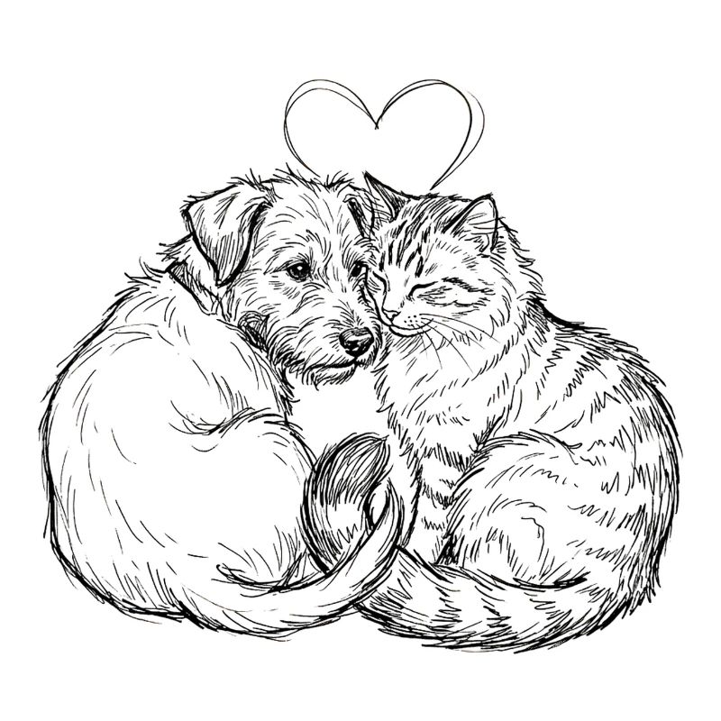 Amis mignons (Chat + Chien)