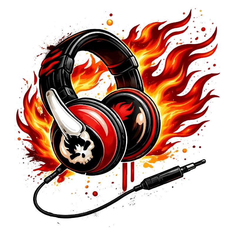 Flammen Kopfhörer Skull Design 