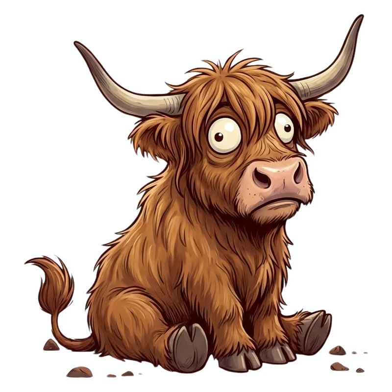 Rustic Amazed Cartoon Cattle