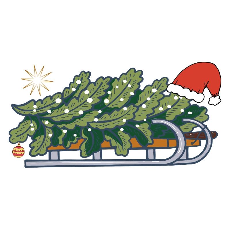 Weihnachtsbaum auf einem Schlitten