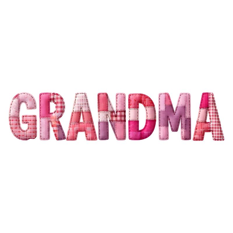Grandmother Pink Plaid Letters Patchwork