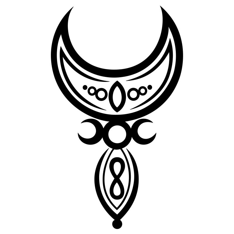 Moon with infinity symbol and goddess.
