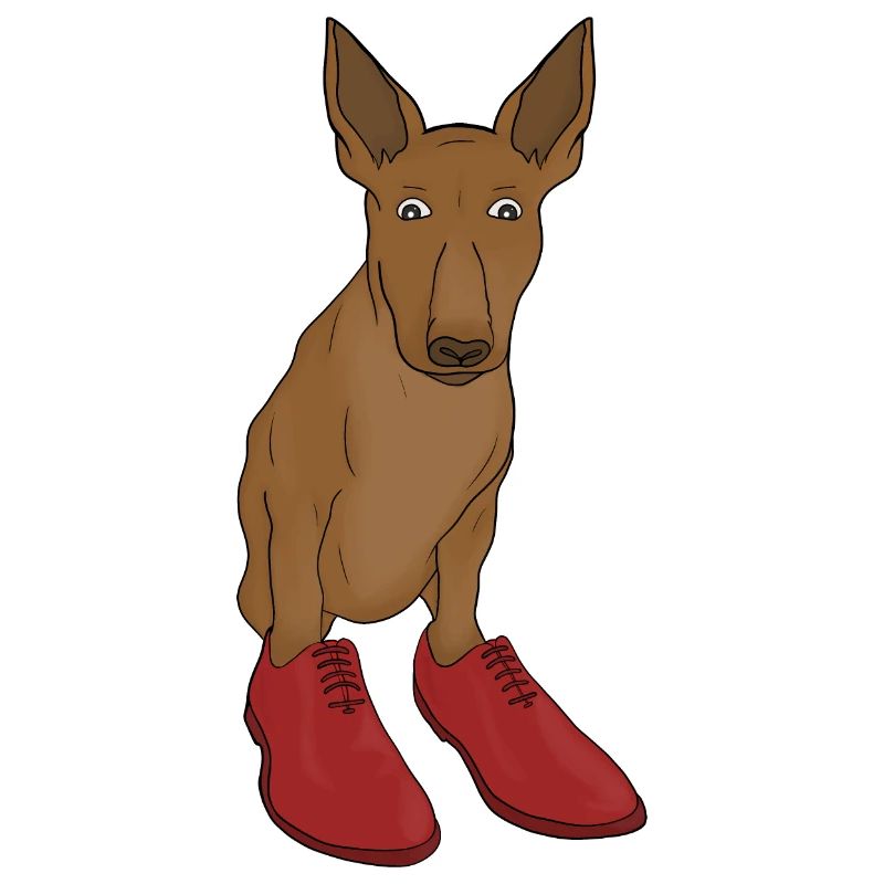 Ein entzückender Hund mit Schuhen