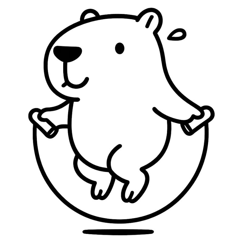 Capybara avec illustration de corde à sauter