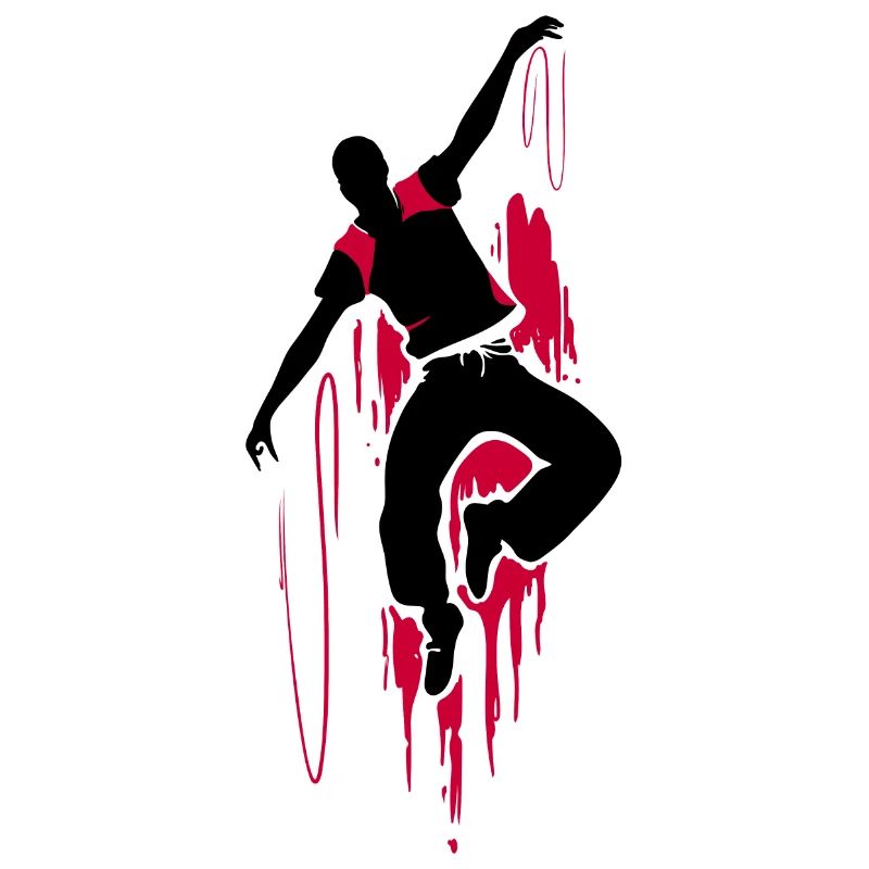 Breakdancer Dancer Silhouette en Rouge Noir