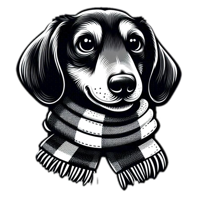 Teckel avec écharpe