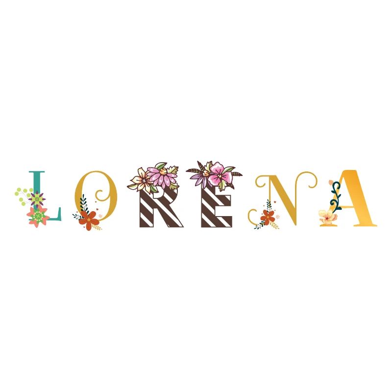 LORENA Name Art avec fleurs brodées