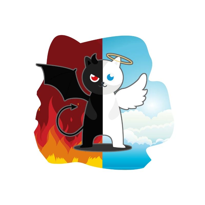 Cat Cat Angel Devil Evil Good Cute Meow