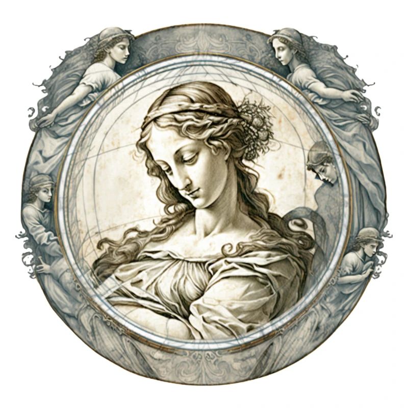 A design with a classic art theme, such as a paint