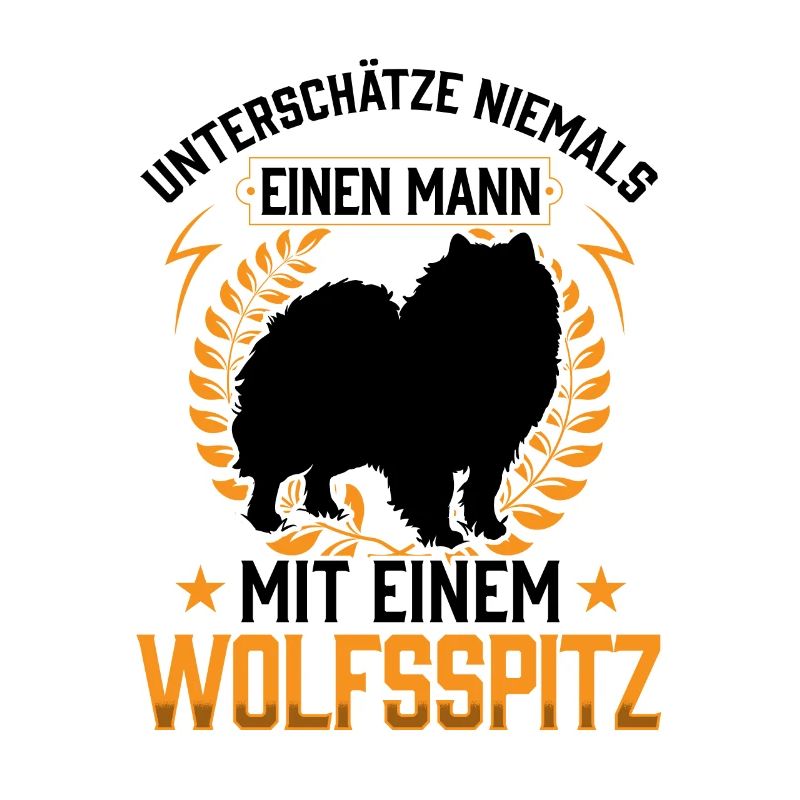 Mann mit Wolfsspitz unterschätzen Deutscher Spitz