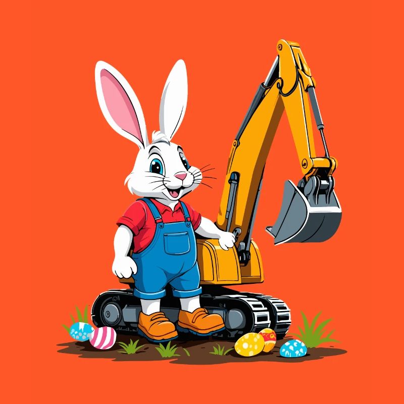 Easter Bunny Excavator Driver Easter Eggs Digging Funny