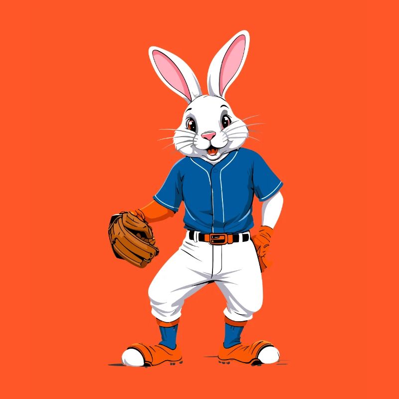 Baseball Player Easter Bunny Funny Design