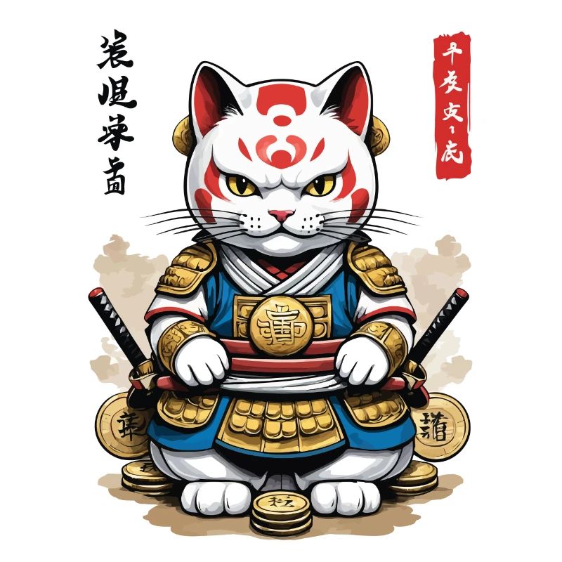 Samurai Katze in Ästhetischem Japan Style
