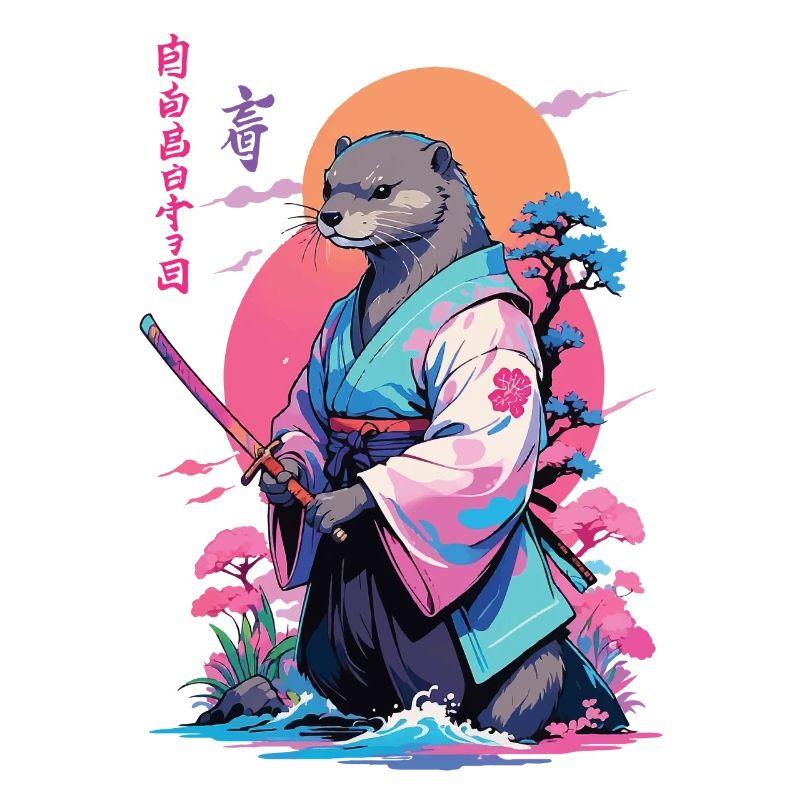 Samurai Otter Aesthetic Vaporwave Stil
