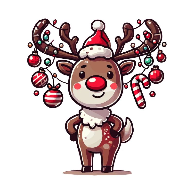 Fröhliches Rentier Mit Weihnachtskugeln