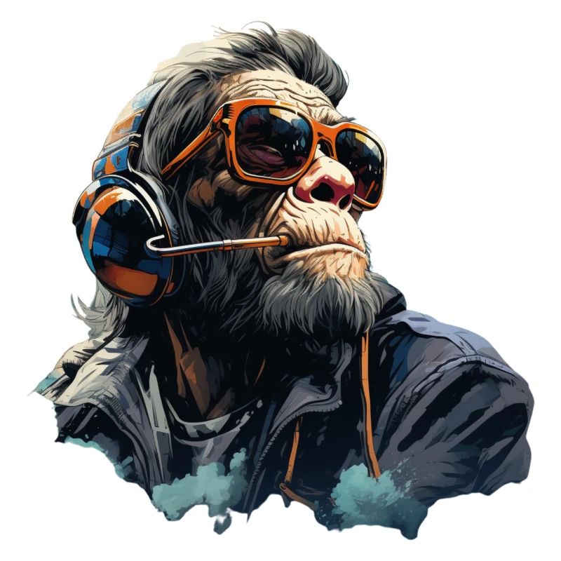 Gamer Chimp with headset
