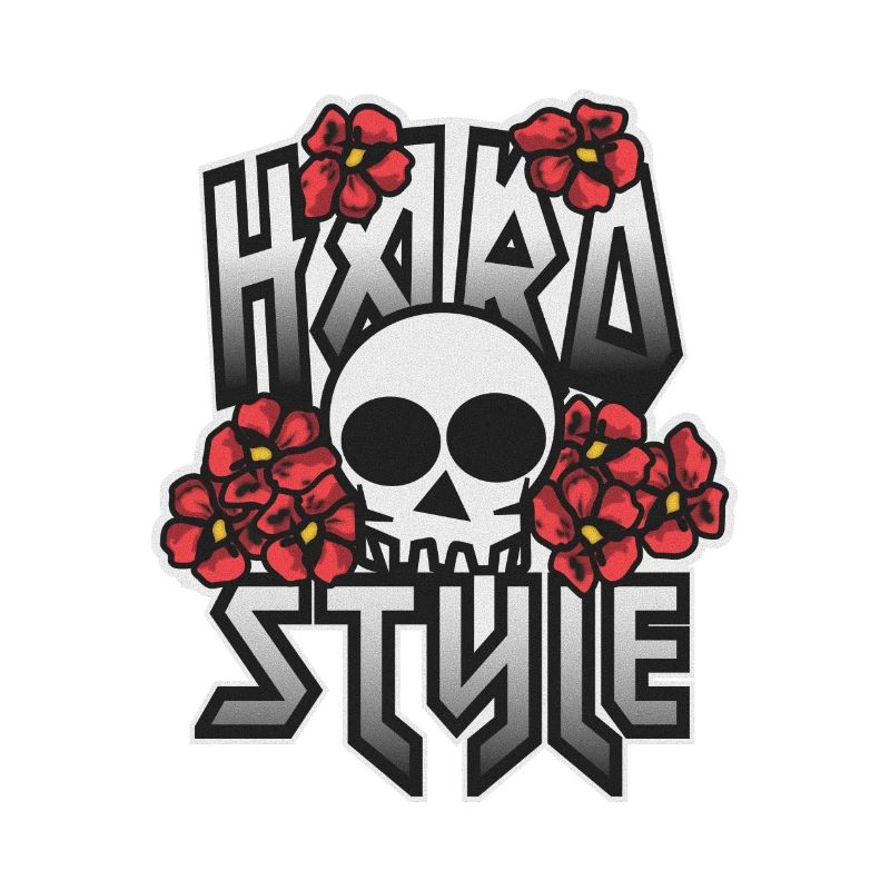 Crâne HARD STYLE incrusté dans les fleurs
