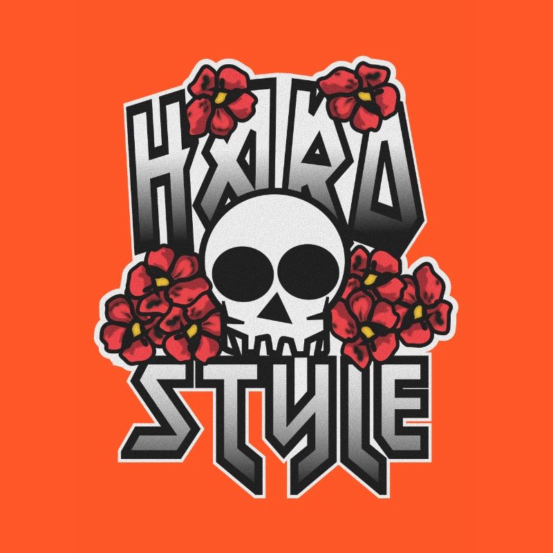 Crâne HARD STYLE incrusté dans les fleurs