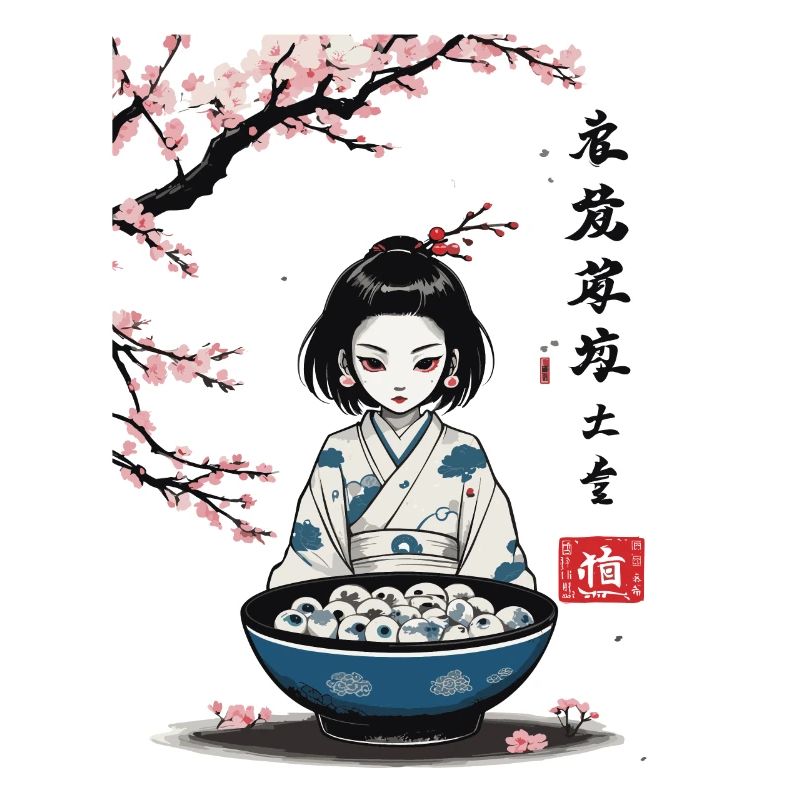 Yokai Cherry Blossom Ukiyo-E Halloween Design