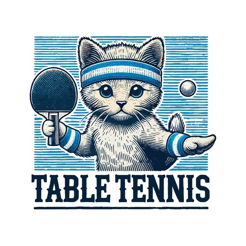 Chat mignon tennis de table look vintage