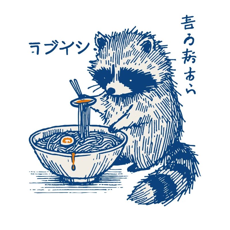 Waschbär Ramen Retro Ukiyo-E Kawaii Japan