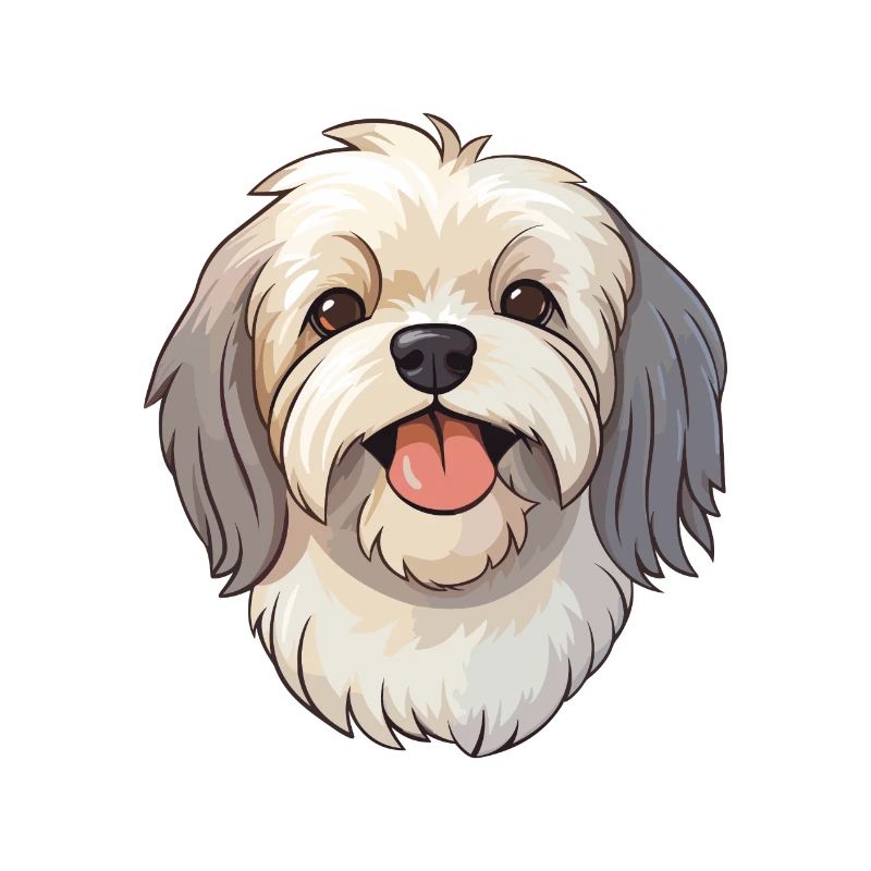Lhassa Apso chien race aquarelle dessin animé kawaii cli