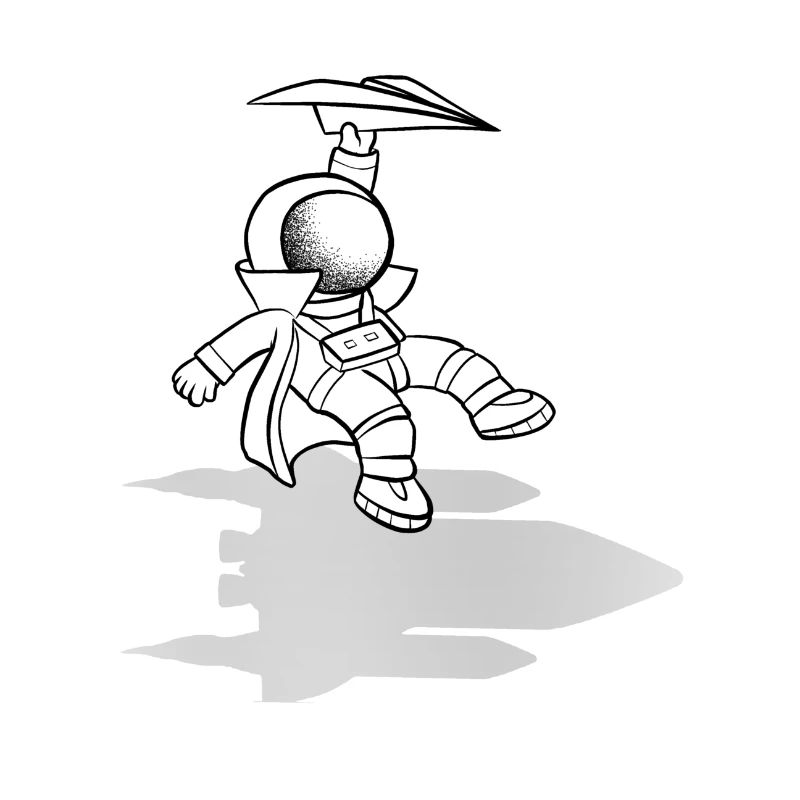 Origami rocket astronaut shadow humor