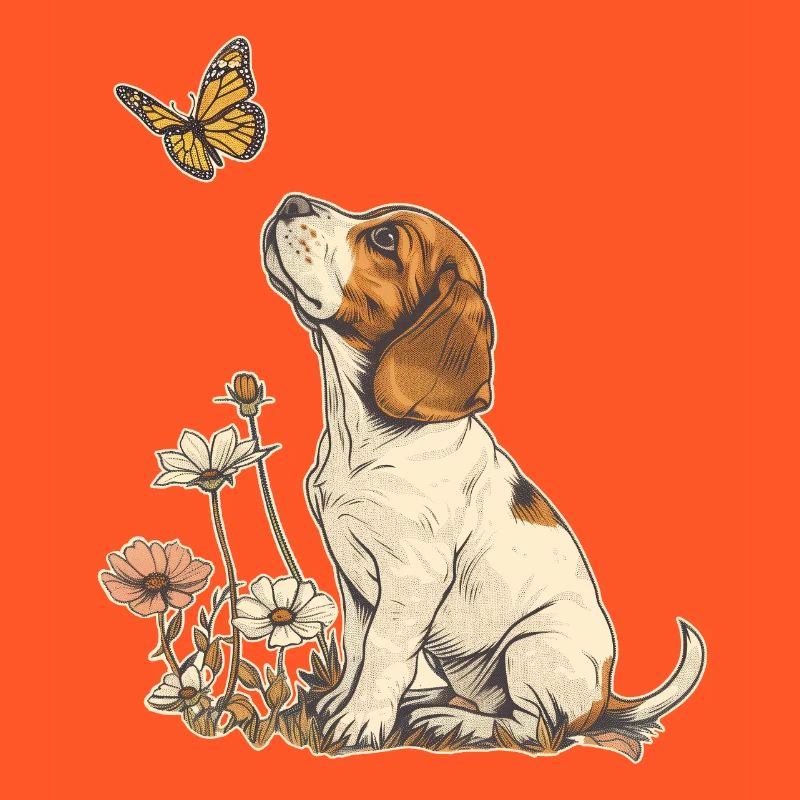 Beagle et papillon