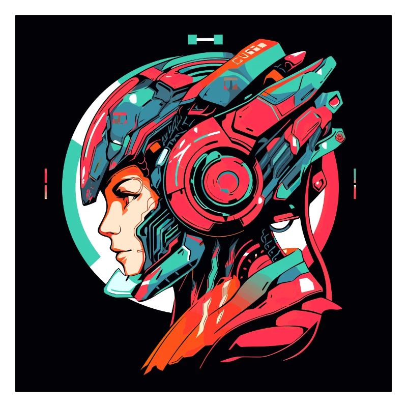 Futuristisches Samurai-Krieger-Pop-Art-Mädchen