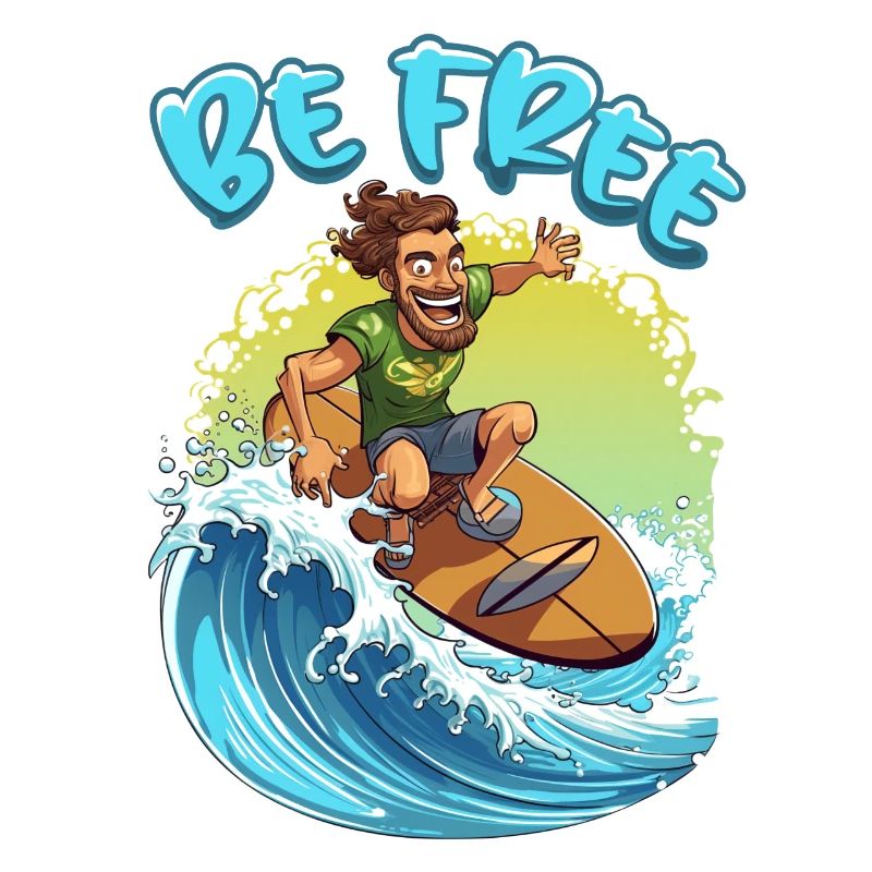 Lustiger Hippie mit einem Surfbrett - Surfer