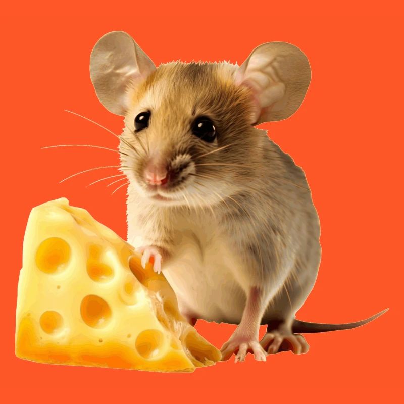 Maus mit einem Stückchen Käse
