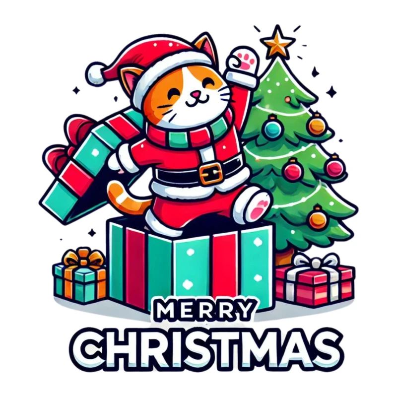 Katze Merry Christmas High Five 2